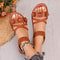 Summer Casual Open-toed Women's Flats, Women's Sandals, Fashionable Elegant Floral Design Comfortable Shoes