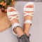 Summer Casual Open-toed Women's Flats, Women's Sandals, Fashionable Elegant Floral Design Comfortable Shoes