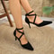 Cross-strap Roman Sandals, Suede High Heels, Women's Shoes, One-line Buckle Fine Heel, Pointed Sandals