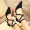 Cross-strap Roman Sandals, Suede High Heels, Women's Shoes, One-line Buckle Fine Heel, Pointed Sandals