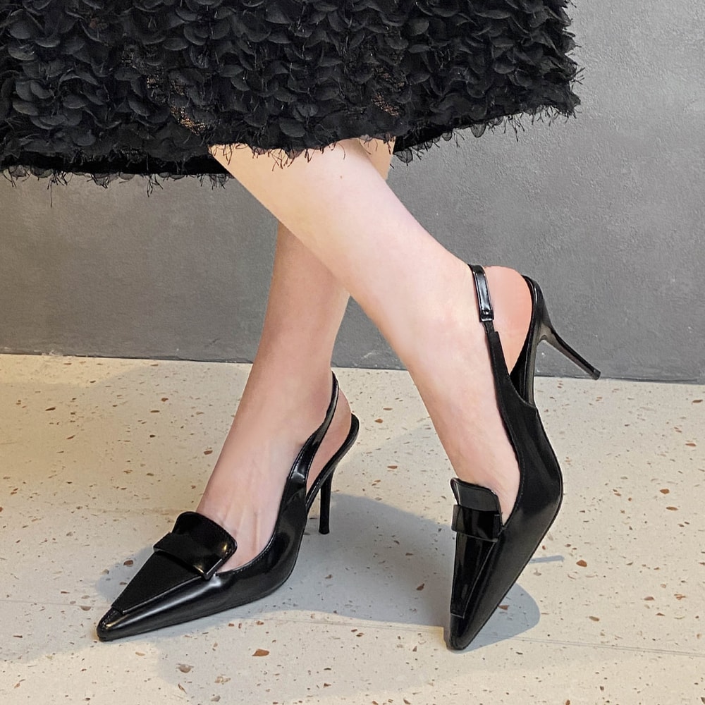 Slingbacks Womens Luxury Sensation Shoes, Mesh Fairy Feel, Square Head, Elegant Backless High Heel Sandals