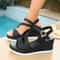 Crystal Ankle Buckle Wedges Sandals For Women Summer Chunky Platform Shoes Thick Sole NonSlip Wedge 4