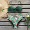 High Waist Bikini Set Women Sexy Bikini Flower Swimwear Vintage Halter Neck Swimsuit Deep Blue Bath