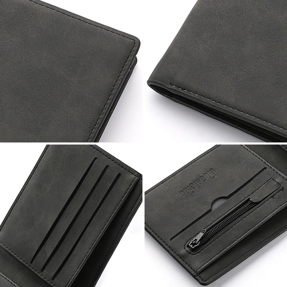 Multicard Slot Men Wallet PU Leather Fashion Folding Coin Purse Largecapacity Short Wallet 6