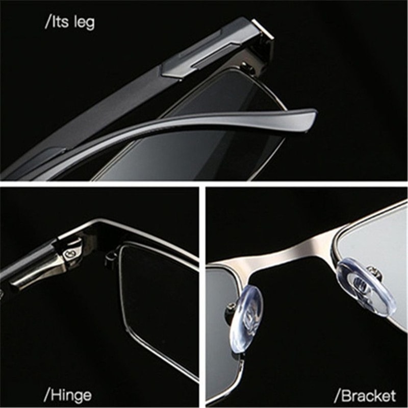 Titanium Alloy Reading Glasses for Men, Non-Spherical Lenses, Retro Prescription Eyeglasses, Coated