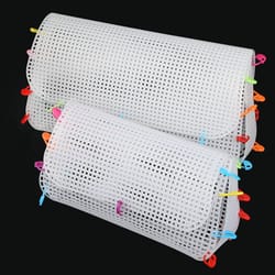 handmade plastic mesh cloth for bag rug thread hook, diy handcraft latch hook bags