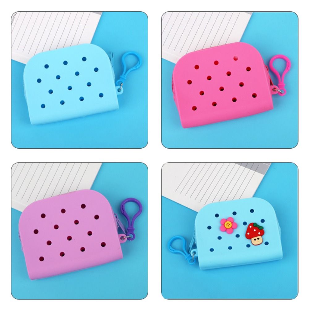 Soft Silicone Mini Holes Wallet Zipper Coin Purses, Card Holder, Money Bag for Women and Girls