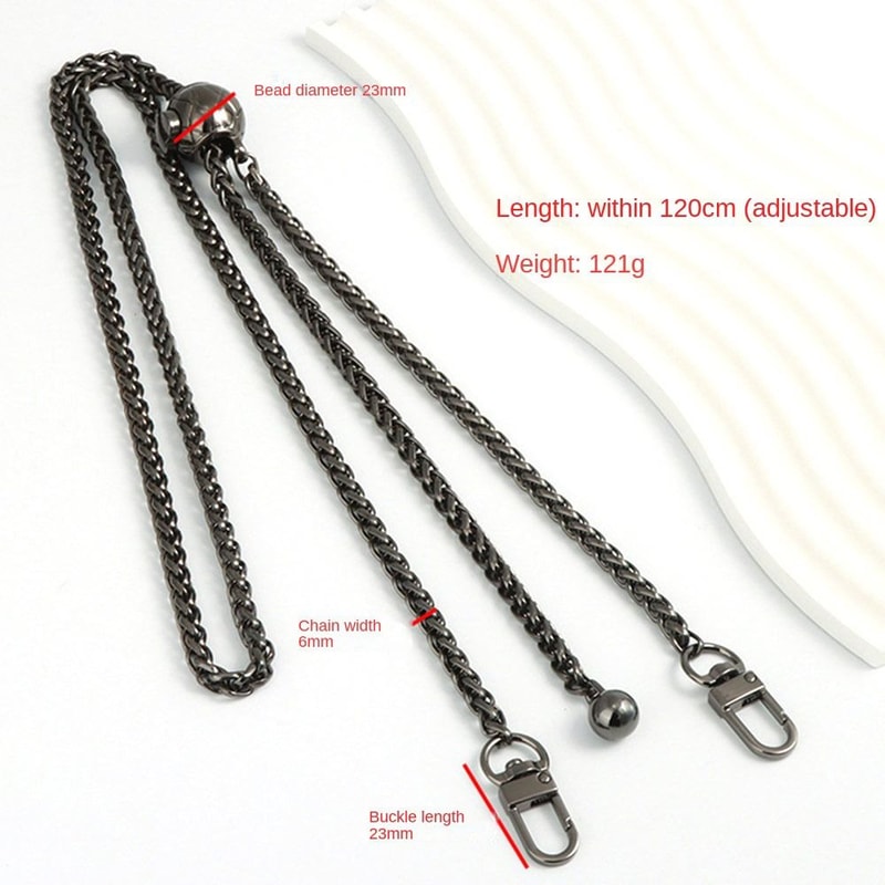 Metal Purse Chain Strap Handle for Handbag Shoulder Crossbody Bag with Adjustable Length and Ball