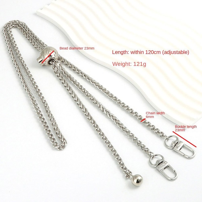 Metal Purse Chain Strap Handle for Handbag Shoulder Crossbody Bag with Adjustable Length and Ball