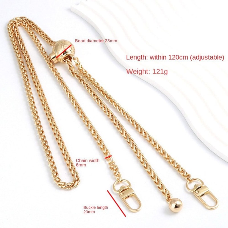 Metal Purse Chain Strap Handle for Handbag Shoulder Crossbody Bag with Adjustable Length and Ball