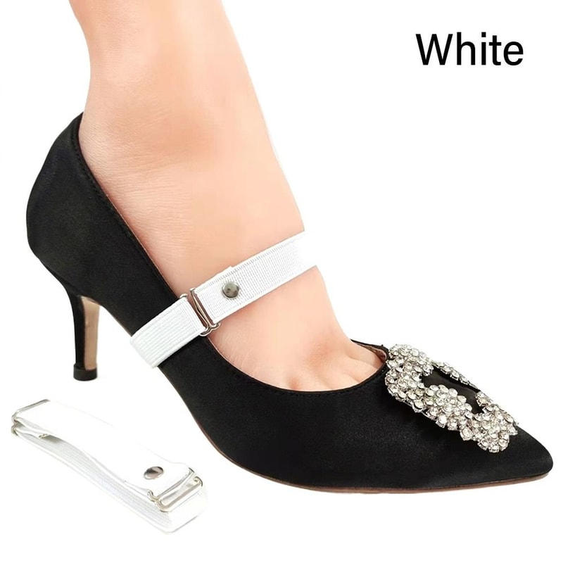 Women High Heels Adjustable Elastic Shoe Strap Belt U-shaped Pearl Lazy Shoelace Anti-drop Heels Accessories