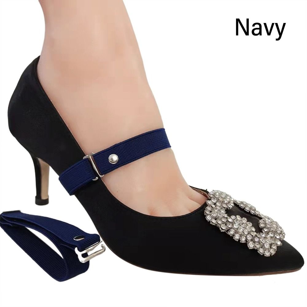 Women High Heels Adjustable Elastic Shoe Strap Belt U-shaped Pearl Lazy Shoelace Anti-drop Heels Accessories