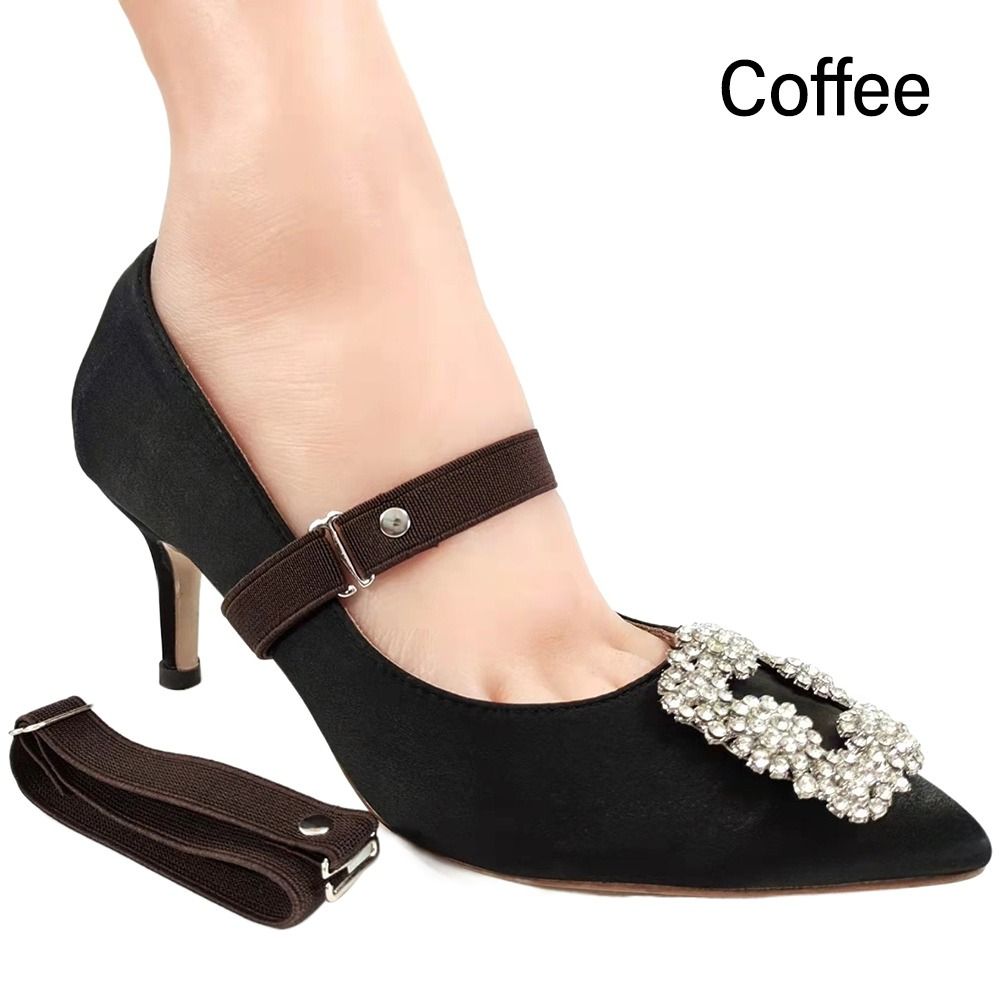 Women High Heels Adjustable Elastic Shoe Strap Belt U-shaped Pearl Lazy Shoelace Anti-drop Heels Accessories