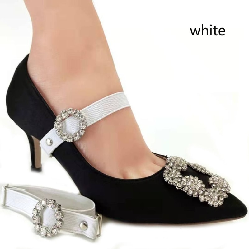 Women High Heels Adjustable Elastic Shoe Strap Belt U-shaped Pearl Lazy Shoelace Anti-drop Heels Accessories