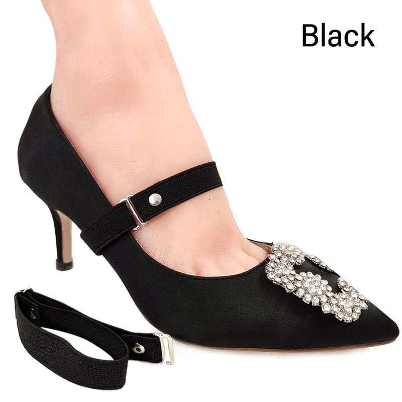 Women High Heels Adjustable Elastic Shoe Strap Belt U-shaped Pearl Lazy Shoelace Anti-drop Heels Accessories