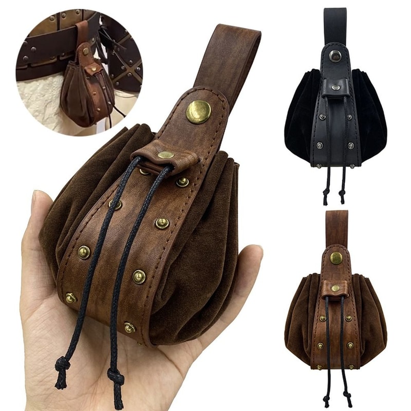 Hangable Belt Waist Bag, Durable Drawstring Design, Viking Medieval Fanny Pack, Vintage Coin Purse, Portable Waist Bag