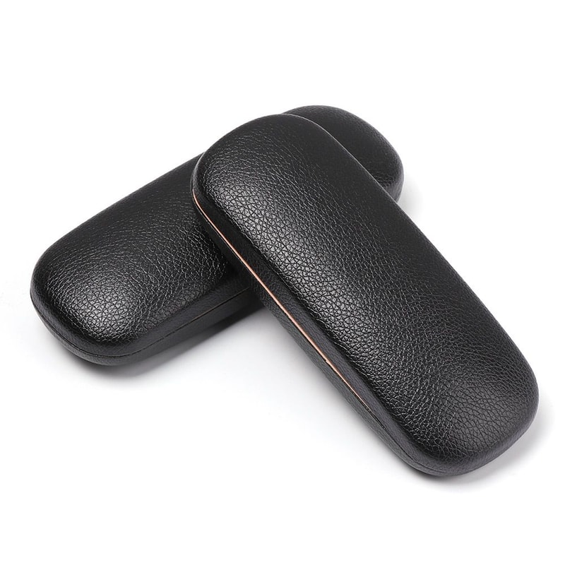 Classic Leather Litchi Grain Glasses Case, Waterproof Hard Frame Eyeglass Protector for Reading Glasses