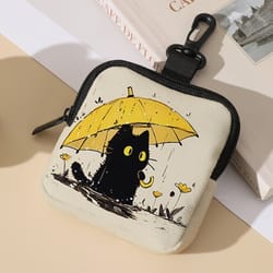 mini coin purse, cat print lightweight waterproof earphone bag, multiple styles artificial leather wallet, friends gift