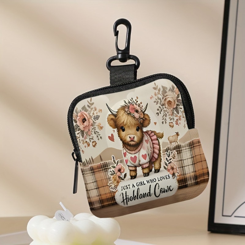 Mini Coin Purse, Cat Print Lightweight Waterproof Earphone Bag, Multiple Styles Artificial Leather Wallet, Friends Gift