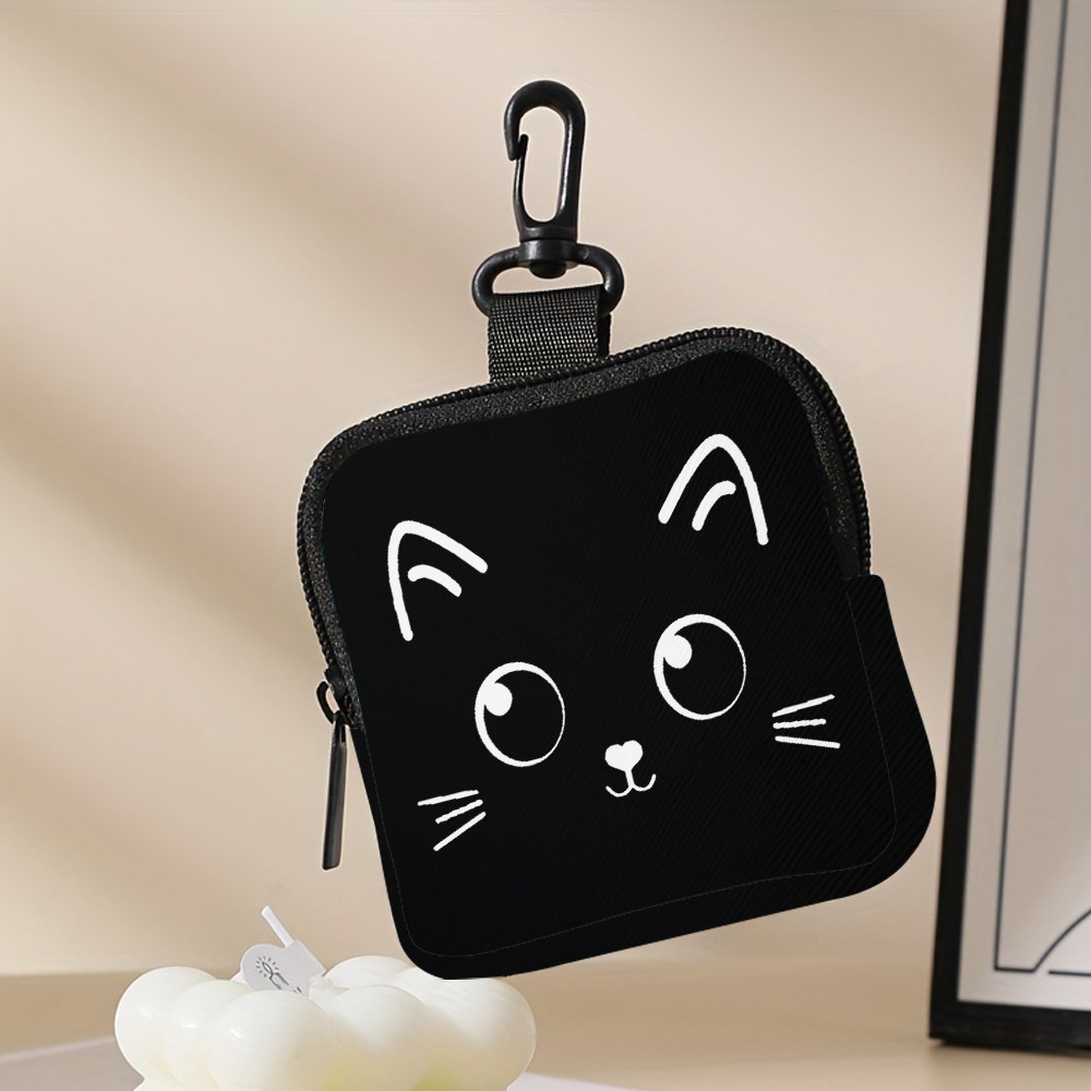 Mini Coin Purse, Cat Print Lightweight Waterproof Earphone Bag, Multiple Styles Artificial Leather Wallet, Friends Gift