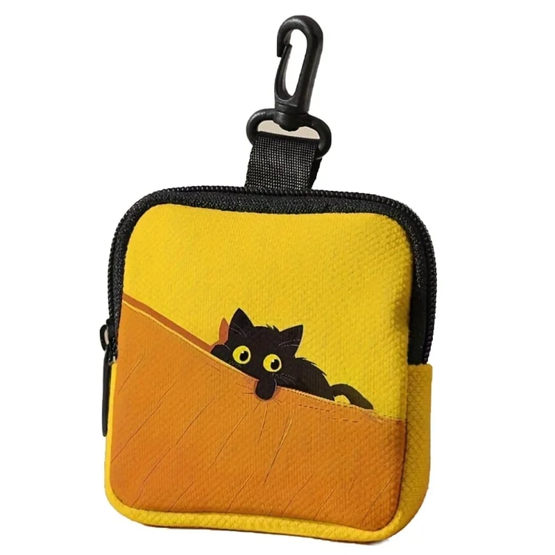 Mini Coin Purse, Cat Print Lightweight Waterproof Earphone Bag, Multiple Styles Artificial Leather Wallet, Friends Gift