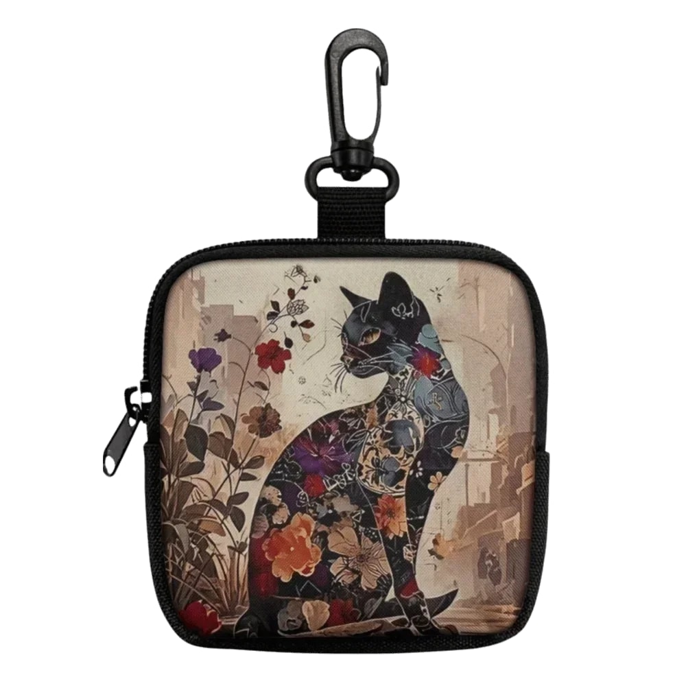 Mini Coin Purse, Cat Print Lightweight Waterproof Earphone Bag, Multiple Styles Artificial Leather Wallet, Friends Gift