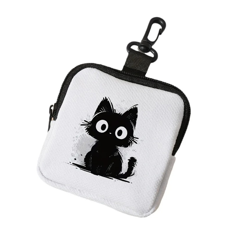 Mini Coin Purse, Cat Print Lightweight Waterproof Earphone Bag, Multiple Styles Artificial Leather Wallet, Friends Gift
