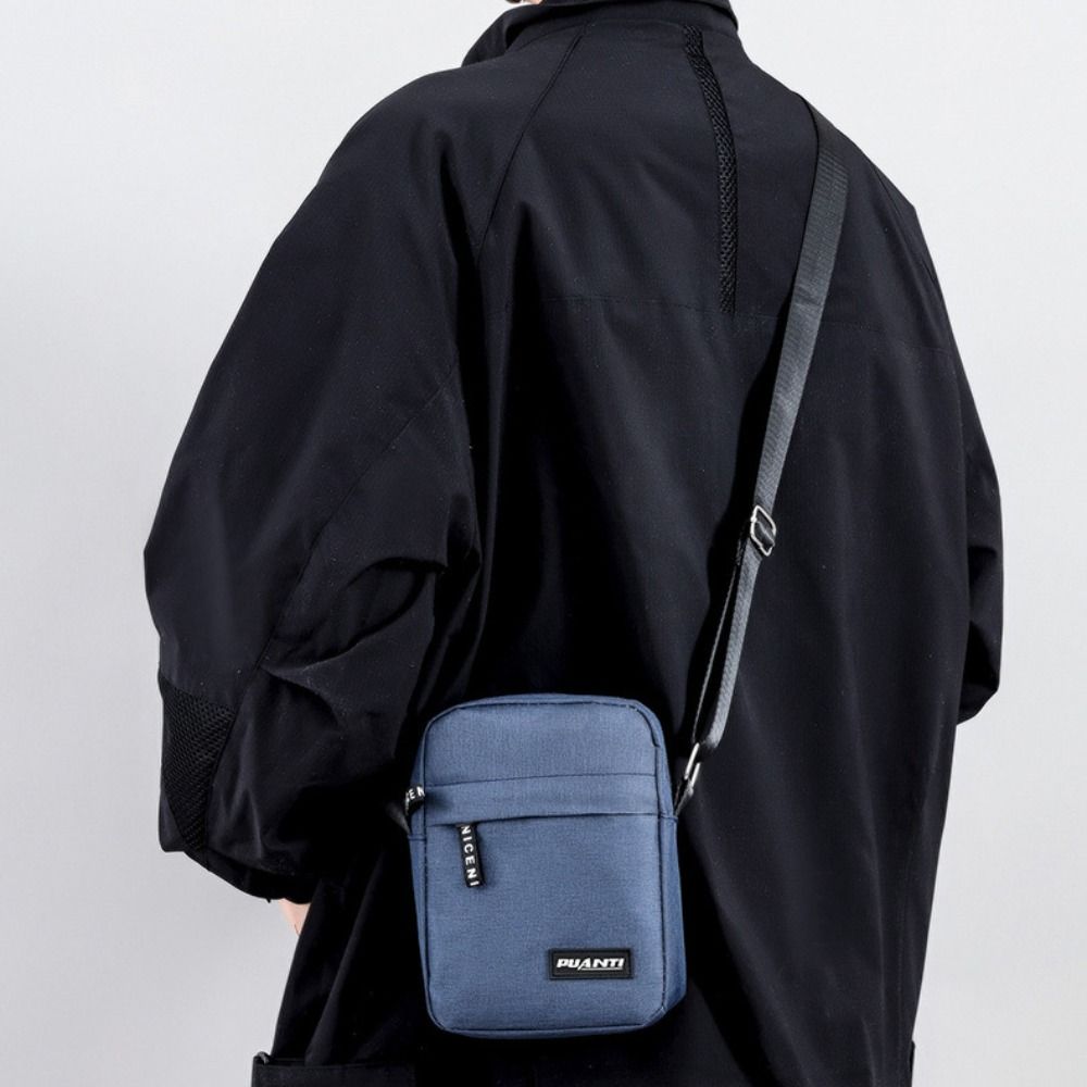 Mini Nylon Shoulder Bag Men, Solid Color Crossbody Bag, Retro Fashionable Business Hand Bag