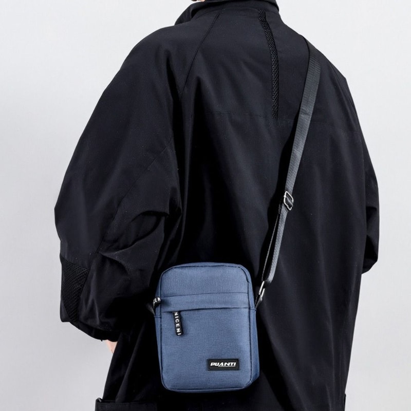 Mini Nylon Shoulder Bag Men, Solid Color Crossbody Bag, Retro Fashionable Business Hand Bag
