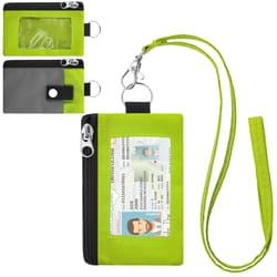slim zip card wallet, waterproof badge holder with id window, anti-theft keychain travel wallet for men and women
