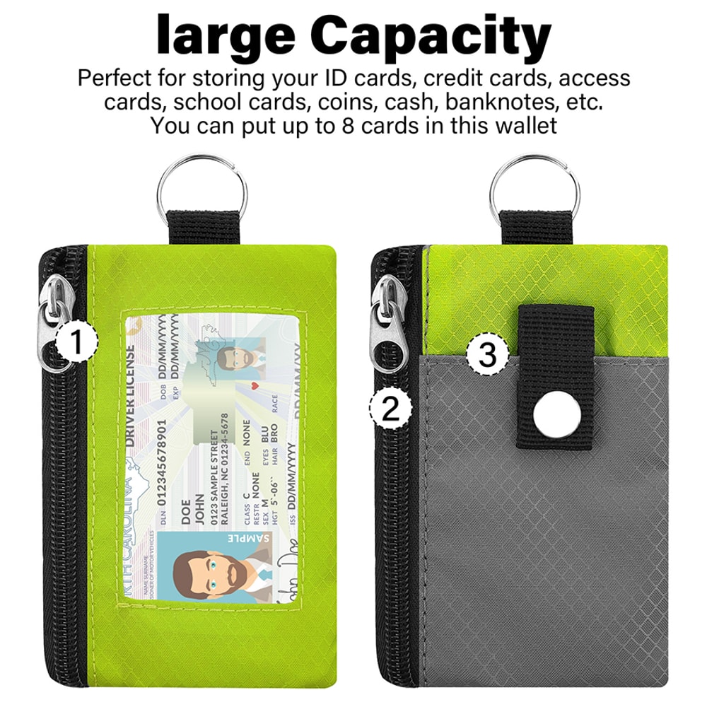 Slim Zip Card Wallet Waterproof Badge Holder With ID Window AntiTheft Keychain Travel Wallet For Me 1