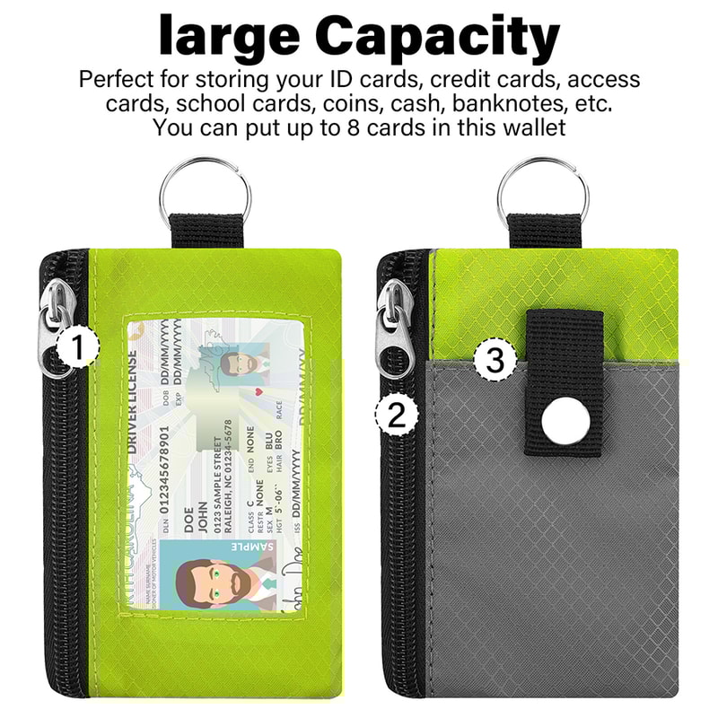 Slim Zip Card Wallet Waterproof Badge Holder With ID Window AntiTheft Keychain Travel Wallet For Me 1