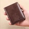Vintage Leather Mini Wallets for Men, Fashion Black Khaki RFID Card Holder, Slim Money Clip Purse, Men's Wallet Bag