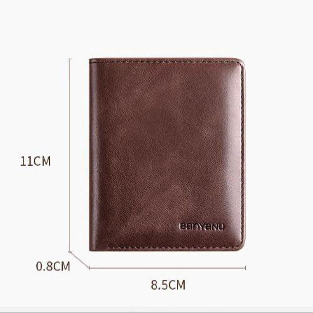 Vintage Leather Mini Wallets for Men, Fashion Black Khaki RFID Card Holder, Slim Money Clip Purse, Men's Wallet Bag