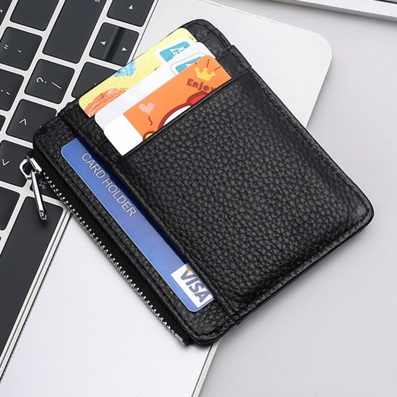 Ultra Thin Card Holder for Men and Women, Genuine Leather Multi-Card Slot Case, Simple ID Packagehouse