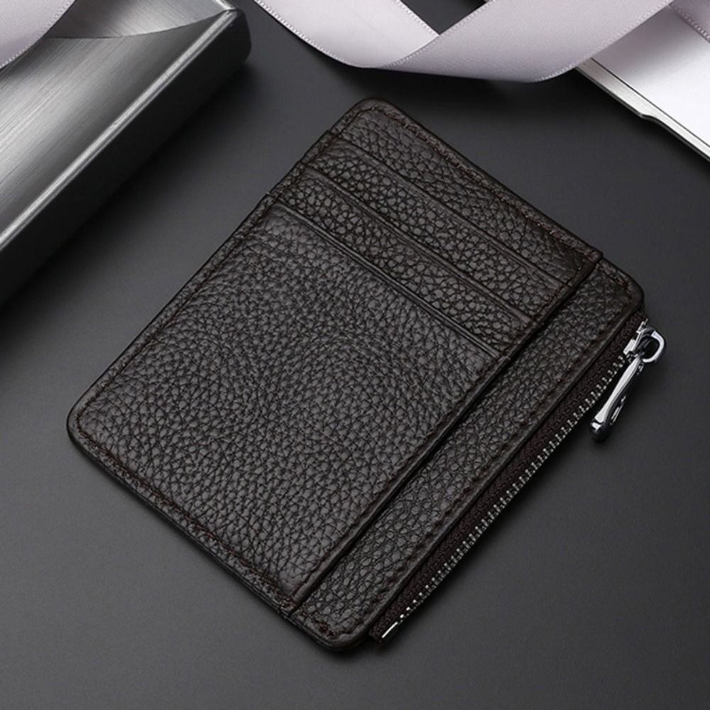 Ultra Thin Card Holder for Men and Women, Genuine Leather Multi-Card Slot Case, Simple ID Packagehouse