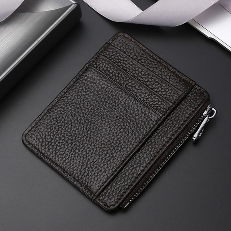 Ultra Thin Card Holder for Men and Women, Genuine Leather Multi-Card Slot Case, Simple ID Packagehouse