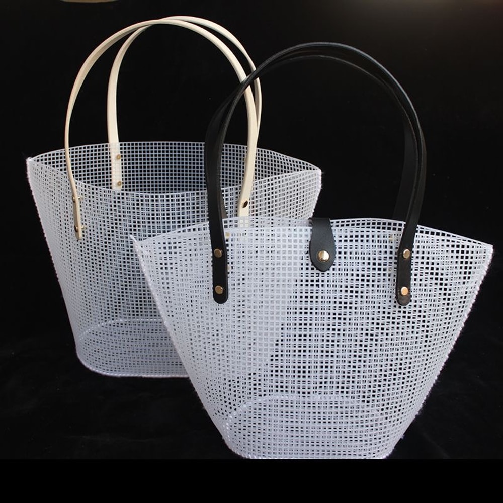 Black Mesh Plastic Embroidery HandWoven Bag DIY Tool Kit For Craft Lovers Wallet DIY Material Handm 0