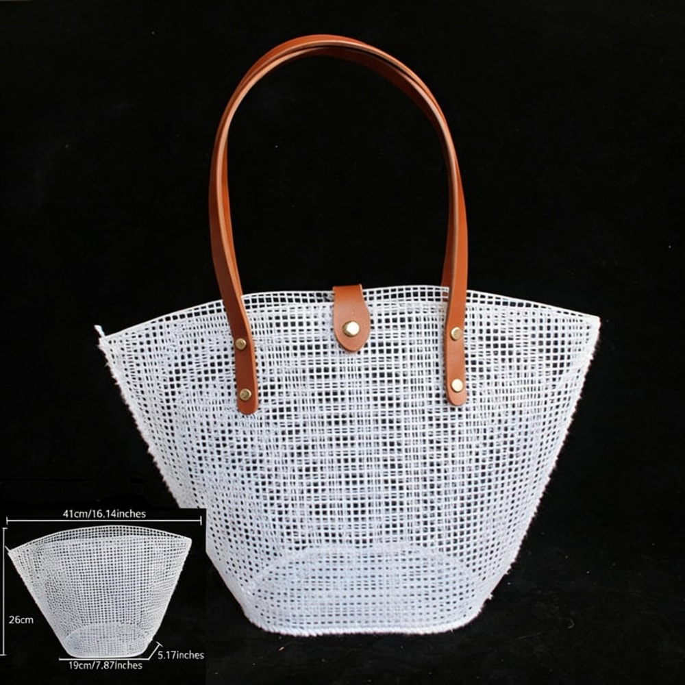 Black Mesh Plastic Embroidery HandWoven Bag DIY Tool Kit For Craft Lovers Wallet DIY Material Handm 2