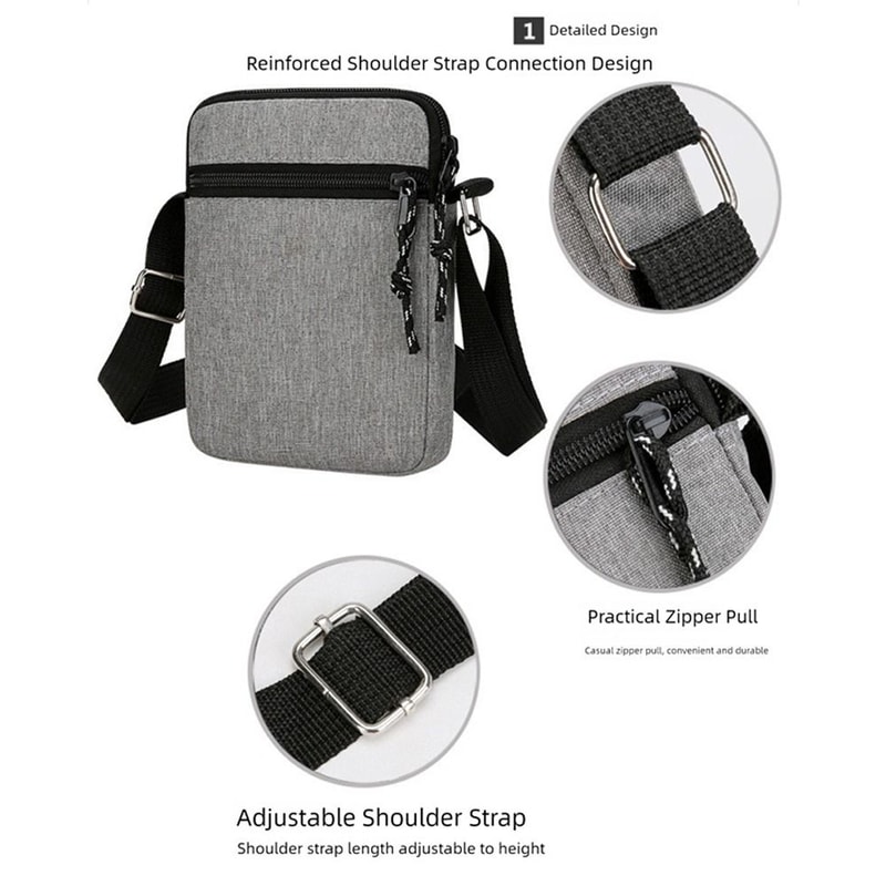 Simple Mini Men Sports Bag, Adjustable Shoulder Bag, Oxford Cloth Crossbody Bag with Multiple Compartments