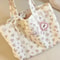 Large Capacity Printed Tote Bag with Lace Bow, Fashion Sweet Canvas Handbag, Storage Handbags for Women