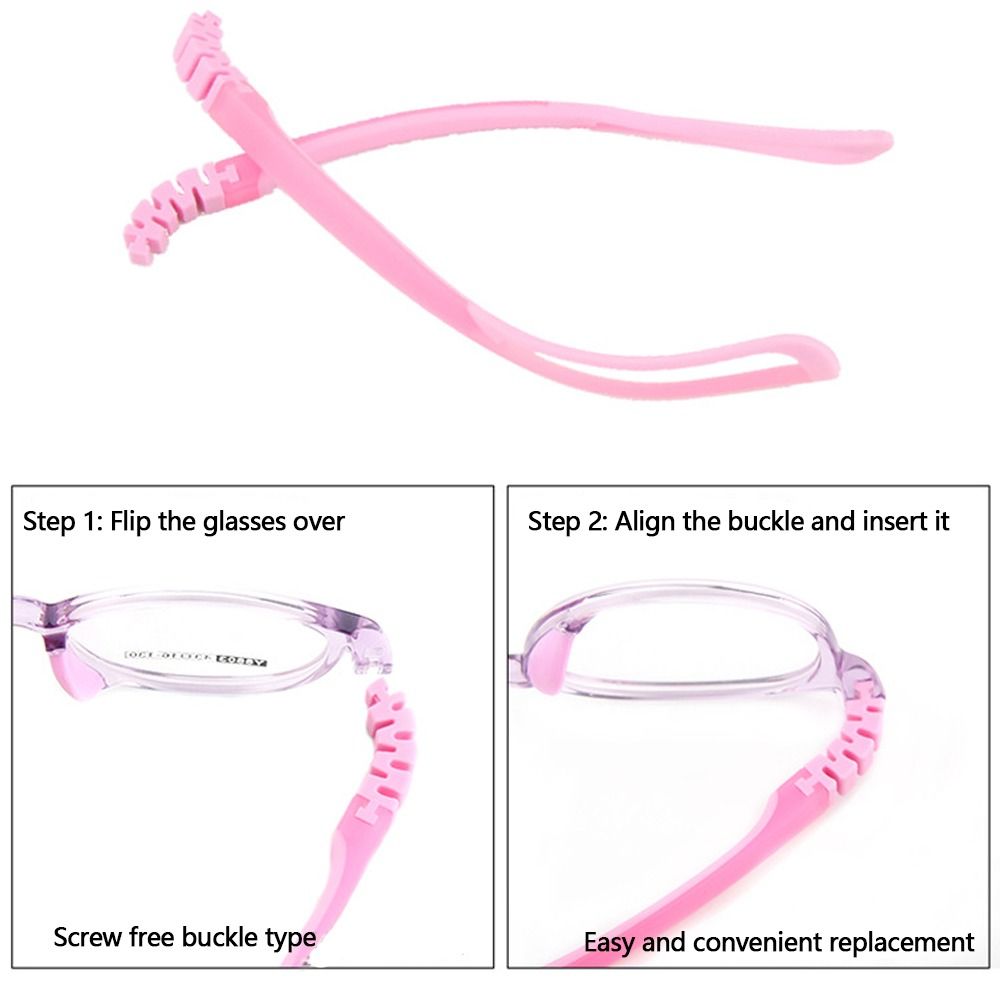 Silicone Glasses Legs Snap-on Replacement for Children's Eyeglasses, Ultra Light Bicolor Silicone Glasses Arm Accessorie