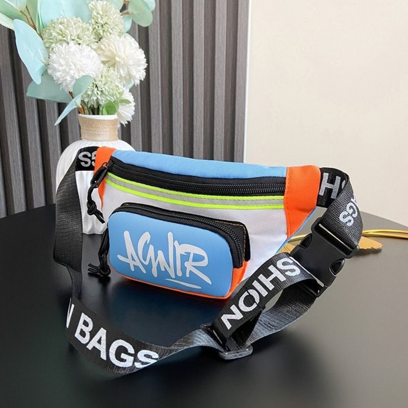 Children Mini Waist Bags Cute Letter Oxford Crossbody Fashion Fanny Pack For Girls Boys Banana Bag 0
