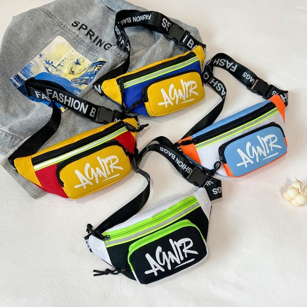 Children Mini Waist Bags Cute Letter Oxford Crossbody Fashion Fanny Pack For Girls Boys Banana Bag 4