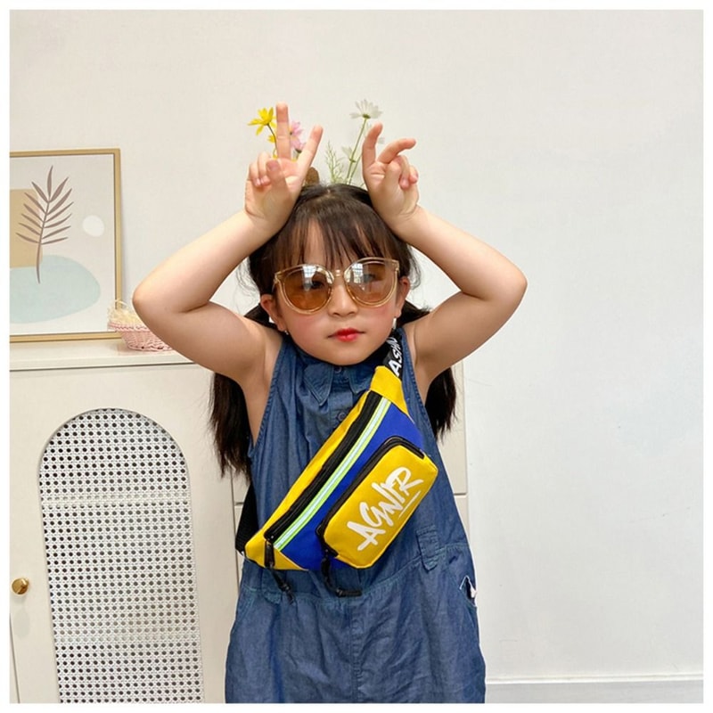 Children Mini Waist Bags Cute Letter Oxford Crossbody Fashion Fanny Pack For Girls Boys Banana Bag 5
