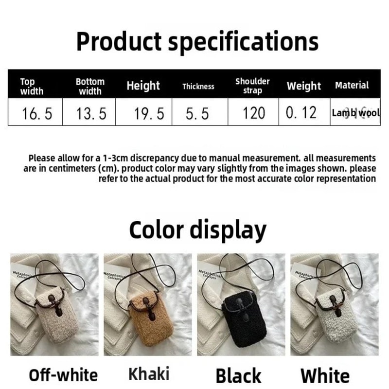 Fashion Winter Lambswool Phone Bag, Sweet Lovely Portable Women Wallets, Faux Fur Plush Shoulder Bags