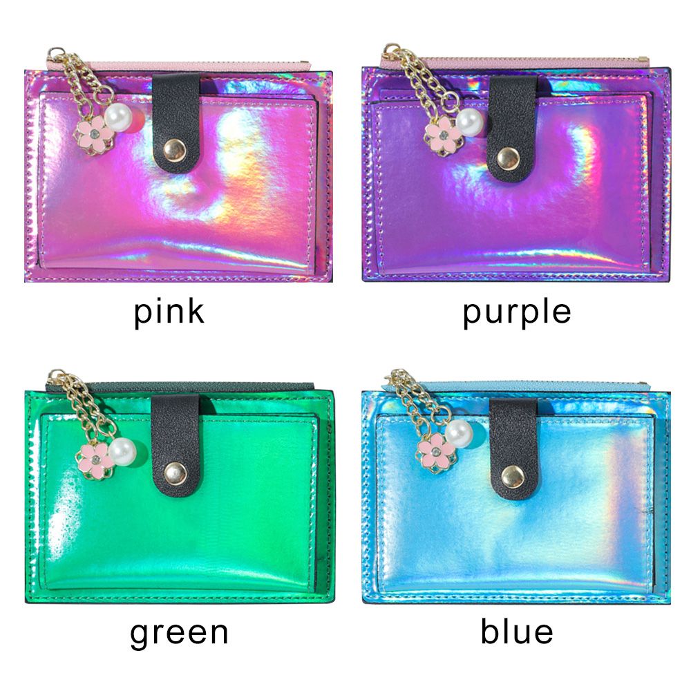 Laser Colorful Card Holder, Coin Purse, Women Fashion Short Wallet, PU Leather Zero Purse Wallet, Credit Card Holder Bag