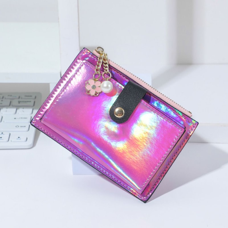 Laser Colorful Card Holder, Coin Purse, Women Fashion Short Wallet, PU Leather Zero Purse Wallet, Credit Card Holder Bag