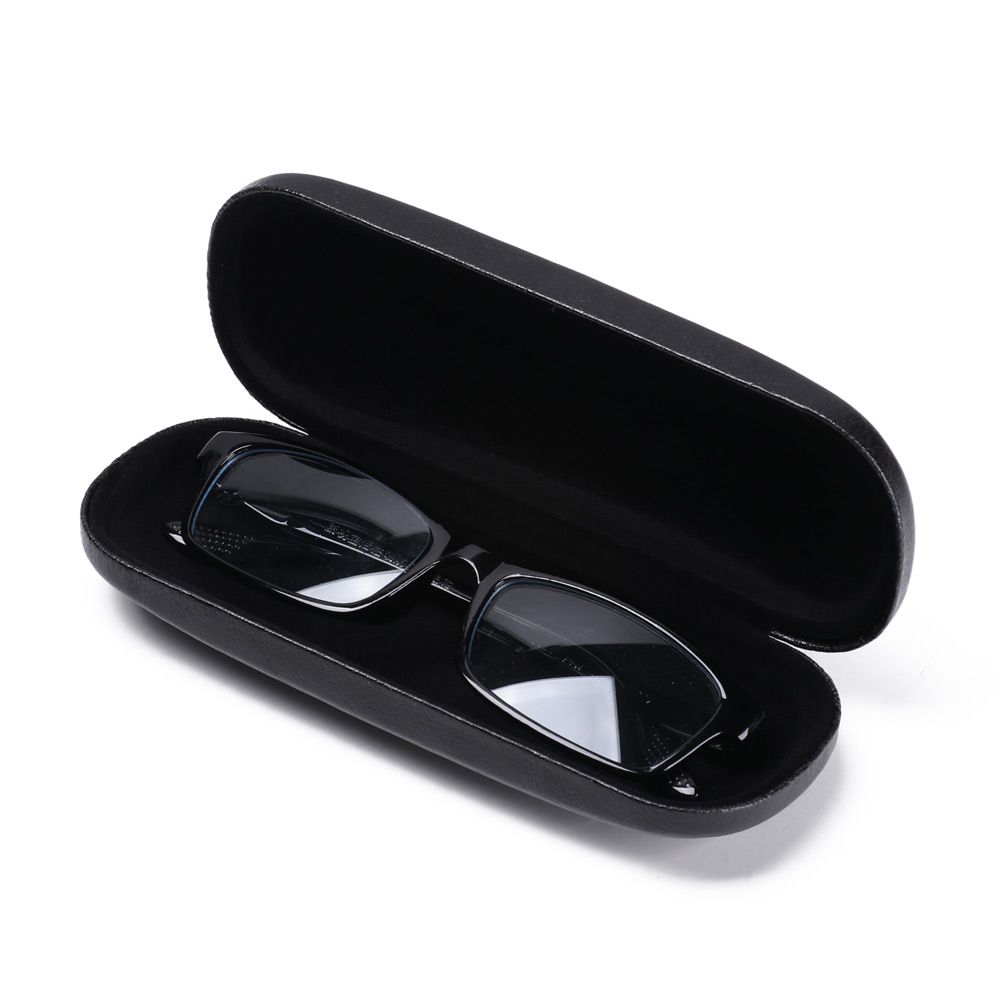 Portable Leather Glasses Case for Women Men, Waterproof Hard Frame Eyeglass Case, Black Spectacle Box