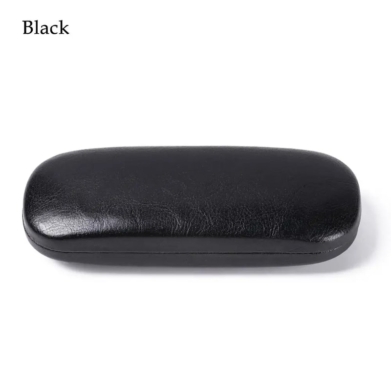 Portable Leather Glasses Case for Women Men, Waterproof Hard Frame Eyeglass Case, Black Spectacle Box